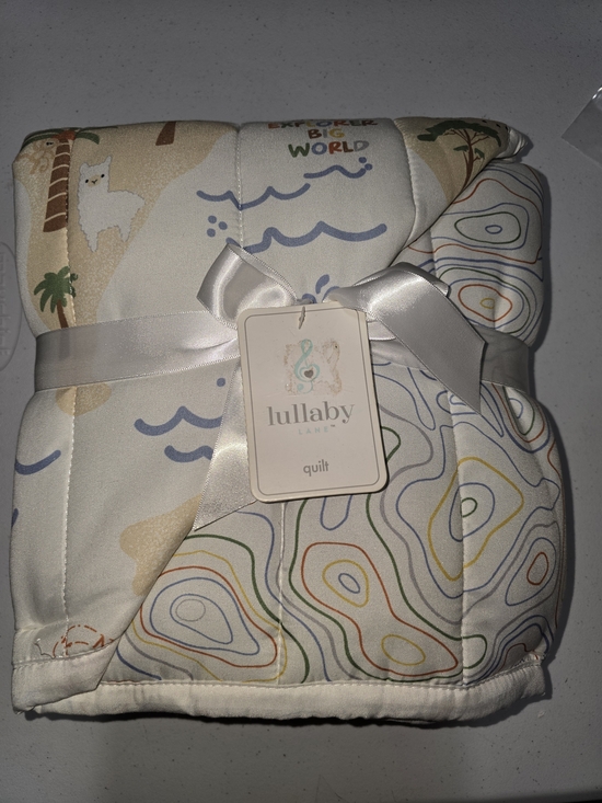 Lullaby Lane Other - Cream Multicolor Kids Quilt - Topographic & Animal Print